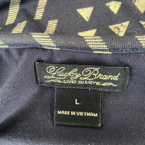 Lucky Brand "Live in Love" Blue Patterned Dress - Picture 4 of 4